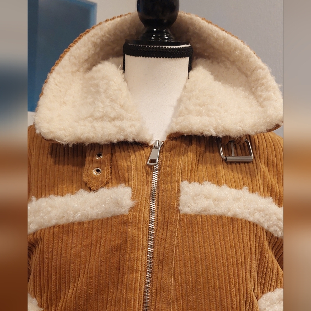 BDG Tan Teddy Jacket with Cream Accents - Picture 6 of 12